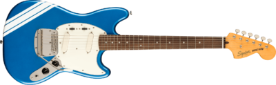 SQUIER CLASSIC VIBE '60S FSR COMPETITION MUSTANG LAUREL FINGERBOARD, PARCHMENT PICKGUARD, LAKE PLACID BLUE WITH OLYMPIC WHITE STRIPES-6