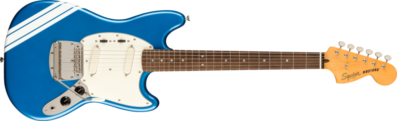 SQUIER CLASSIC VIBE '60S FSR COMPETITION MUSTANG LAUREL FINGERBOARD, PARCHMENT PICKGUARD, LAKE PLACID BLUE WITH OLYMPIC WHITE STRIPES-6