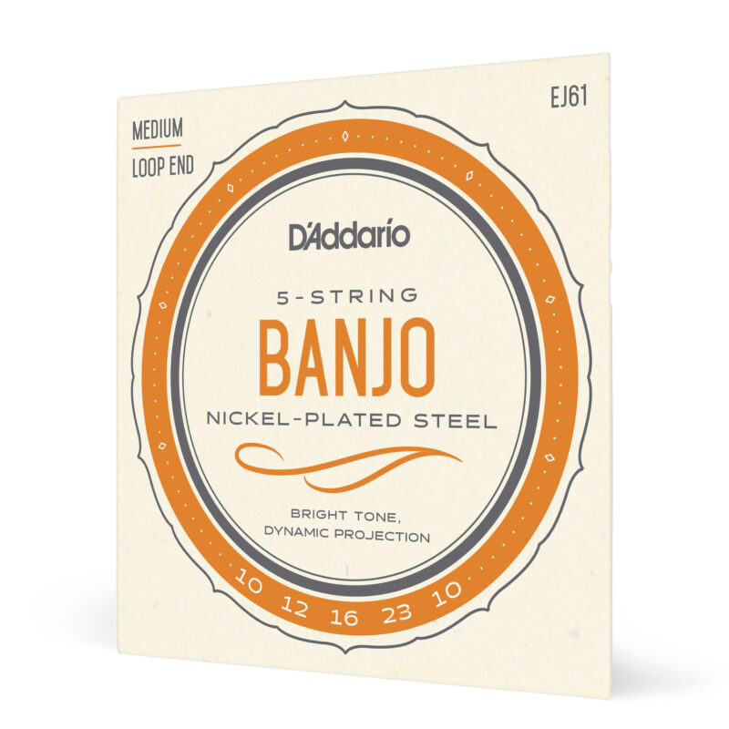 D'ADDARIO EJ61 5-STRING BANJO, NICKEL MEDIUM, 10/23-1