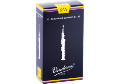 VANDOREN SR2025 BOITE DE 10 ANCHES SAXOPHONE SOPRANO TRADITIONNELLES FORCE 2,5-1