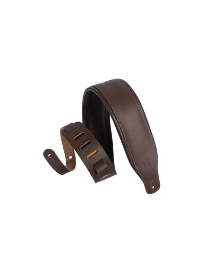 LEVY'S M26PD-DBR SANGLE REMBOURREE CUIR 6,4CM MARRON FONCE-1