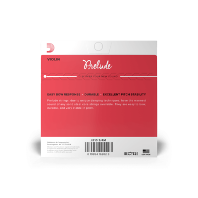 D'ADDARIO J810 3/4M PRELUDE VIOLIN STRING SET, 3/4 SCALE, MEDIUM TENSION ORCHESTRAL-1