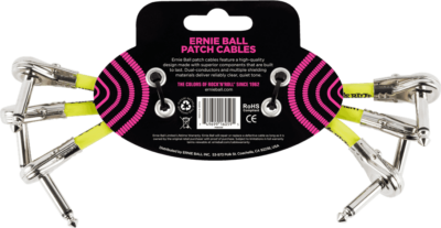 ERNIE BALL 6059 CORDON PATCH 15CM COUDE FIN - NOIR (PAR 3)-1